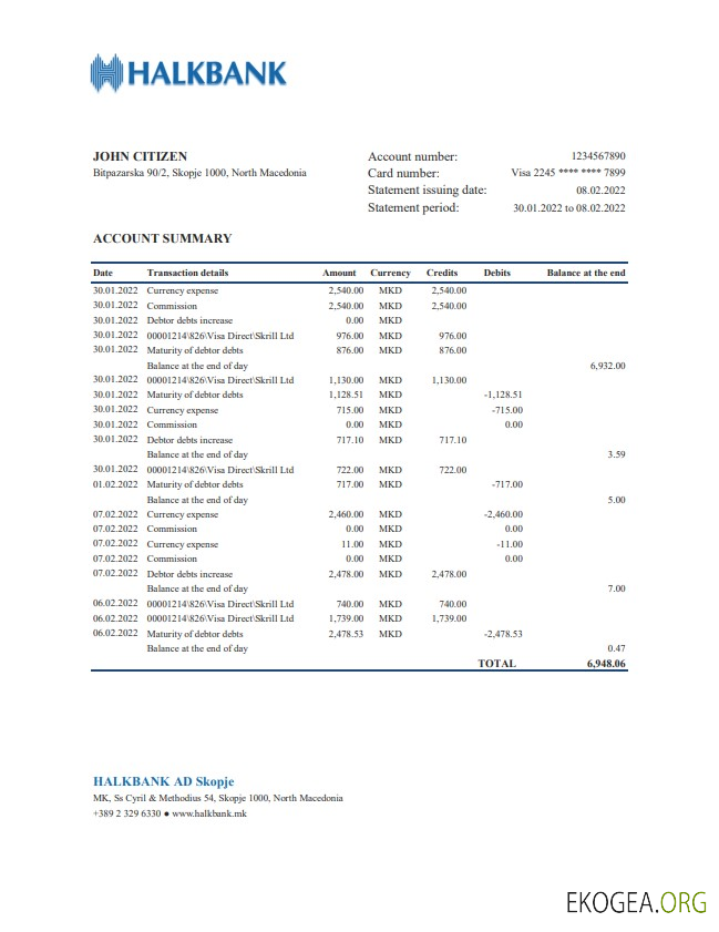 Déclaration d'interdiction de la Halkbank de Macédoine xls